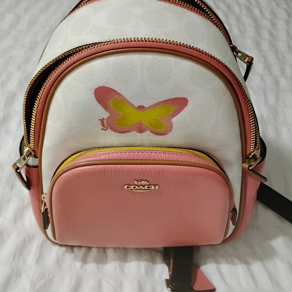 Coach Pink & Yellow Butterfly Mini Backpack